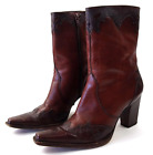 Antonio Melani Womens 8.5 M Heeled Western Mid-Calf Cowboy Boots Brown Leather