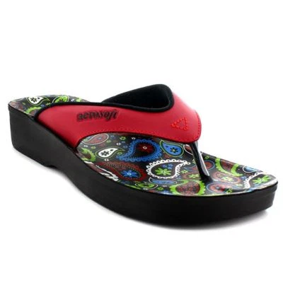 Aerosoft Flip Flops Sandals DOJO RED Soft Aerothotic Insoles Comfort Heel A0862  - Image 1 of 4