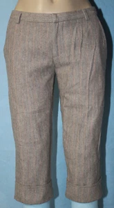 NEW Paul & Joe Brown / Peach Pinstripes Cropped Pants Size 9 See Measurements* - Picture 1 of 9