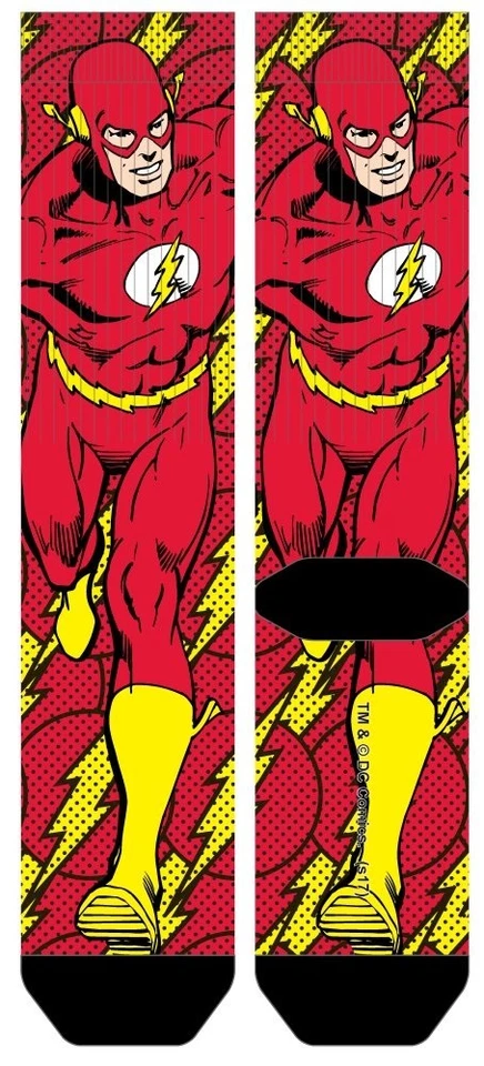 DC COMICS JUSTICE LEAGUE FLASH PREMIUM SUBLIMATED ALL OVER PRINT MENS CREW SOCKS - Image 1 of 1