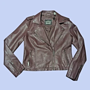 LEVI STRAUS Kunstleder Moto Jacke Damen S Motorrad Vegan Lila Braun 3A - Bild 1 von 16