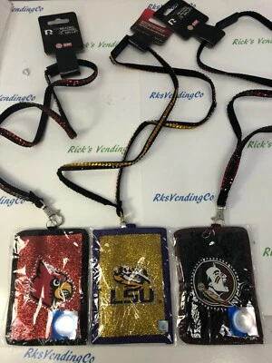 NCAA Bling Jeweled Beaded Glitter Sparkle Lanyard I.D. Wallet LSU Louisville - Image 1 of 4