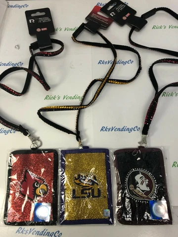 NCAA Bling Jeweled Beaded Glitter Sparkle Lanyard I.D. Wallet LSU Louisville Cover
