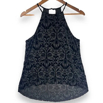 Vintage Francesca's Velvet Burnout Halter Top Damask Goth Vamp Witchy Punk Y2K M - Image 1 of 4