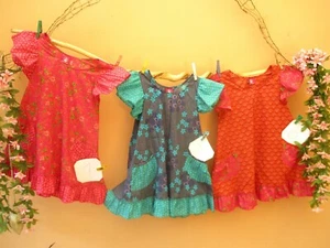 Kinder Kleid Schürze Hippie Goa Sommerkleid Mädchen bunt 10 J 146 152 Handmade - Bild 1 von 7