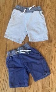 Youth Boy’s Boden College Pull on drawstring Sweat Shorts 4Y Lot of 2 Blue Gray - Picture 1 of 4