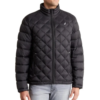 Nautica Men's Featherweight Diamond Quilted Zip Jacket Water Resistant Black XL - Image 1 of 4