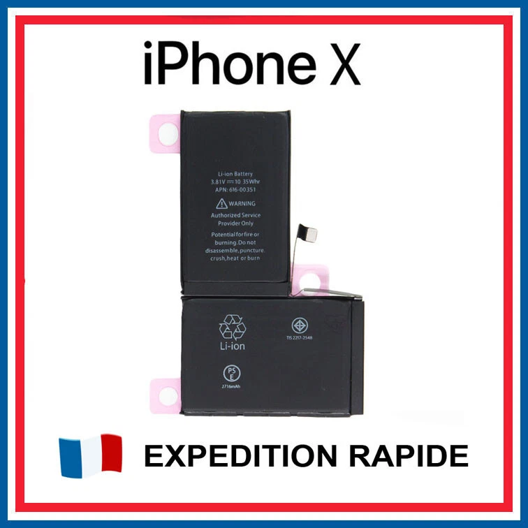 Batterie interne IPHONE X neuve + sticker - 2716 mAh NEW internal battery 10 ten
