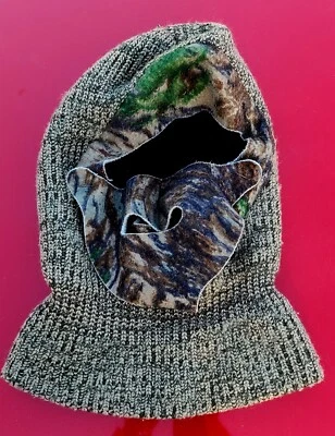 Vintage Cabela's Hunting Face Mask Headcover Camo USA Made Knit - Image 1 of 4