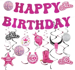 Western Cowgirl Party Hanging Decorations, Disco Birthday Party Decor Supplies - - Picture 1 of 5
