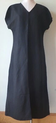 VESTIDO FLAX Designs LINO Y RAYÓN S & M NUEVO SIN ETIQUETAS YARA Maxi Vestido NEGRO Foto 1 de 4