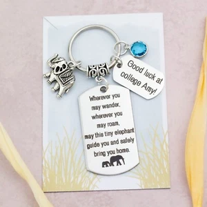 Personalised Travel Elephant Keyring, Moving Away Gifts, Goodbye And Good Luck - Picture 1 of 7