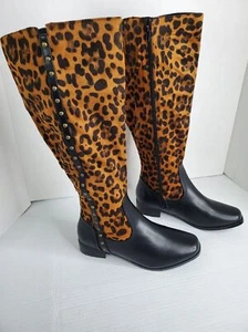 ANDIAMO Mobile Style Mujer Negro y Estampado Leopardo Imitación Cuero Talla 9W - Imagen 1 de 8