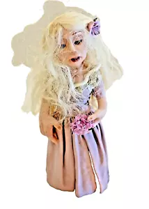 Todd Krueger Fee Mädchen Puppe Miniatur handgeformt bekleidet signiert 3,5 in 2007 - Bild 1 von 8