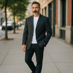 vintage brioni suit jacket blazer 43r striped dark brown augusto super 150's - Picture 1 of 12