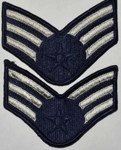 Par US AIR FORCE E-4 SENIOR AIRMAN USAF RANK 4"×3" RAYAS Estrella Azul Masculina (2 piezas) - Imagen 1 de 6