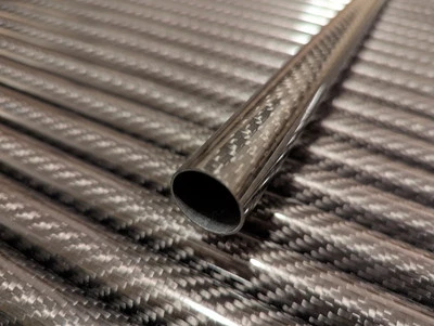 Carbon Fiber Tube, Twill Weave, Painted Gloss, 0.792 in X  0.845 in X ~29 In - Image 1 of 4