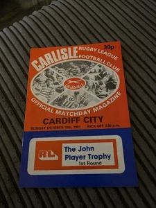 1981 CARLISLE V CARDIFF CITY 81/82 JPS TROPHY INAUGURAL SEASON RL PROGRAMME - Picture 1 of 3