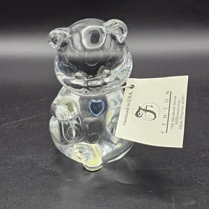 Vintage Fenton Art Glass Bear Figurine Blue Heart March Birthstone 3.5" - Picture 1 of 6