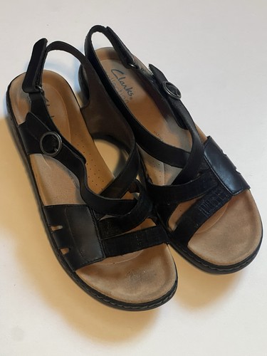 Sandali Clarks Merliah Bonita donna taglia 8M zeppa pelle nera massimo comfort