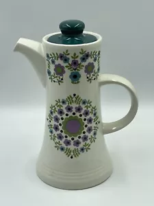 Vintage Royal Tudor Ware Barker Bros Ceramic Coffee Pot 25cm Green Floral Design - Picture 1 of 17