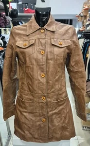 Newfoundland Leather Jacket Used Women Woman Size S Brown LLR46 - Picture 1 of 10