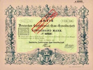 Deutsche Continental-Gas-Gesellschaft Dessau Aktie 1922 Jugenstil Zwerg Anhalt - Picture 1 of 3