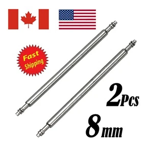 2 Pcs 8mm Watch Band Link Pin Replacement Stainless Steel Double Flanged End. - Bild 1 von 3