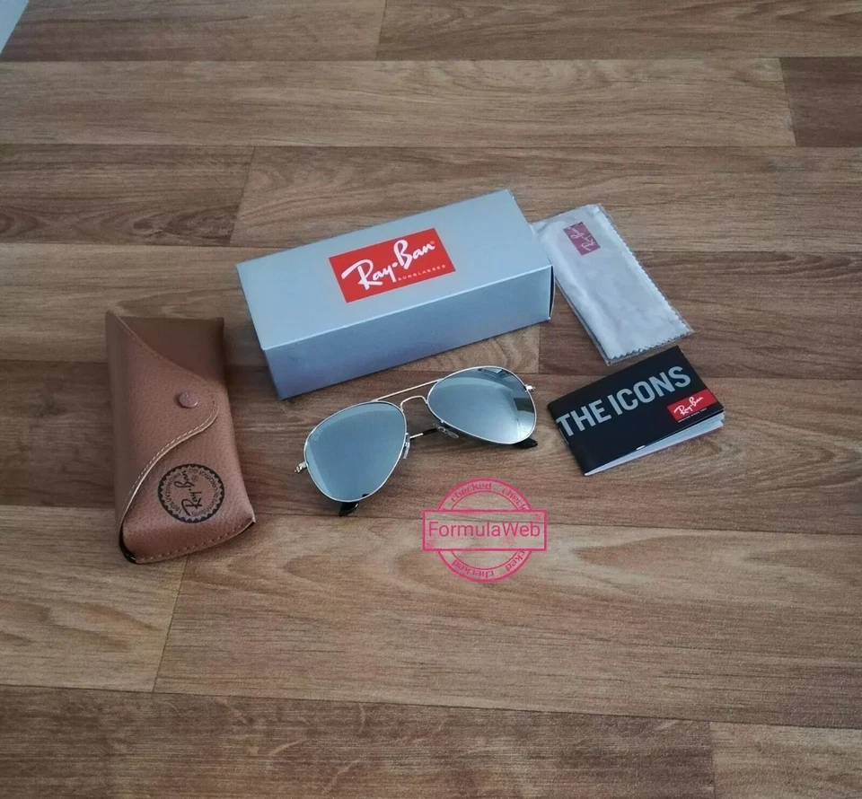 Ray-Ban Aviator Mirror RB3025 58 14 135 Occhiali da Sole - Argento - Immagine 1 di 4