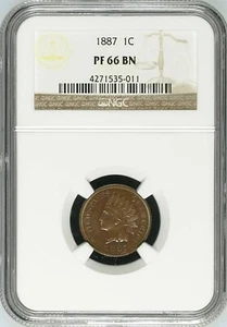 1887 Proof Indian Head Cent Coin - NGC PF-66 Brown - Picture 1 of 2