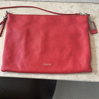 COACH Cross grain Leather Crossbody/book Bag Orange - Image 1 of 4