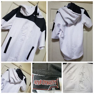 1738 Dynasty Hoodie Men XL White Black 23 Jordan Tribute Jumper Basketball Retro - Picture 1 of 11