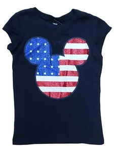 Disney Girls Minnie Mouse American Flag Glitter T-Shirt Shirt Top X-Small (4/5) - Picture 1 of 1