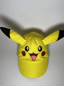 Pokémon Pikachu Hat Cap Youth Face With Ears Child Sized Yellow Halloween - Picture 1 of 12