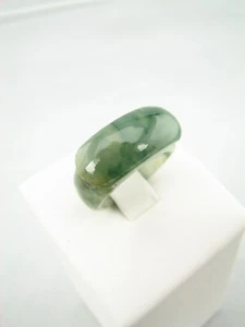 Genuine Natural Green White Jade Saddle Ring Band - Size 6.5 #G451 - Picture 1 of 6