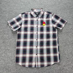Eighty Eight Shirt Mens Large Plaid Button Up Short Sleeve Casual Embroidered - Picture 1 of 8