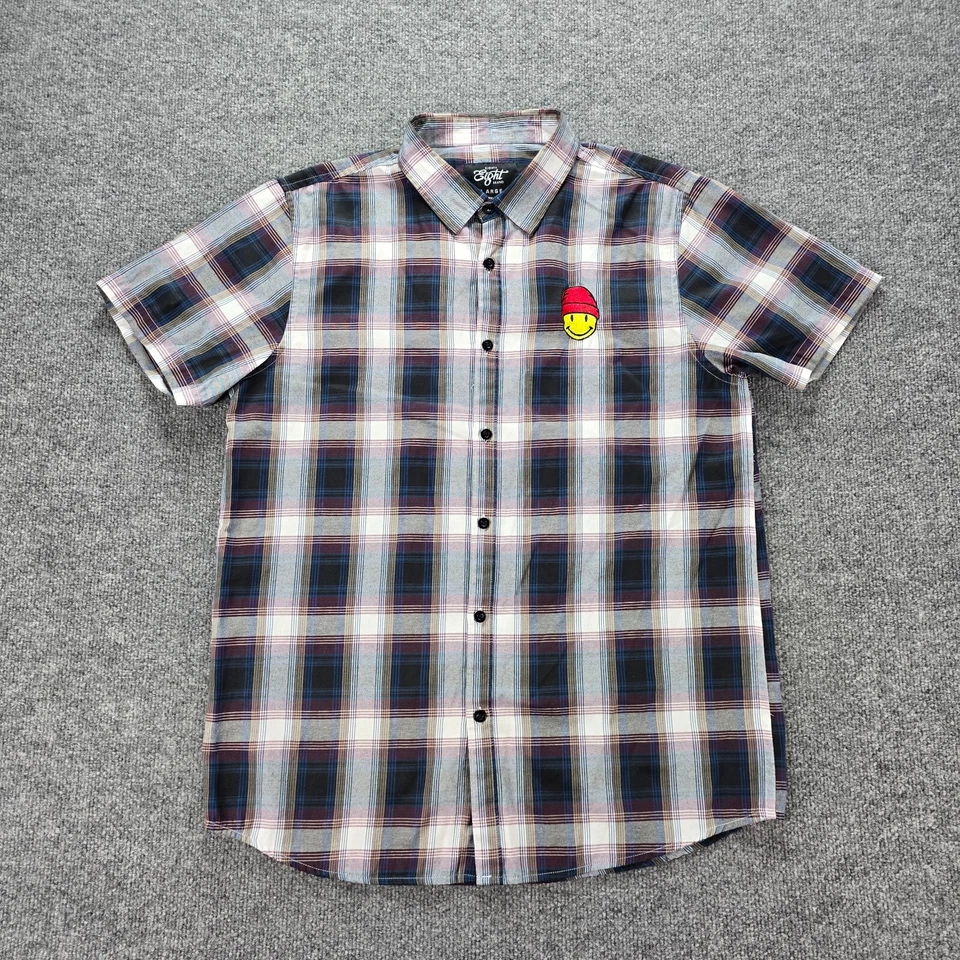 Eighty Eight Shirt Mens Large Plaid Button Up Short Sleeve Casual Embroidered - Image 1 of 4