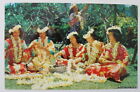 Carte postale vintage filles hawaïennes Flower Leis Hawaii 1964 postée 