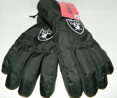 Las Vegas Oakland Raiders NFL Winter Gloves mens sz Large XL Tailgate Game Black Cover