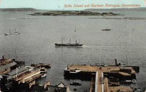 Postal vintage de Spike Island & Harbour Queenstown, condado de Cork, Irlanda 1908 - Imagen 1 de 1
