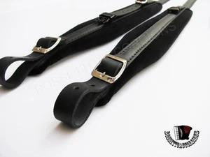 Accordion Shoulder Straps 2 3/8" Genuine Italian Leather / Velvet + BackStrap - Picture 1 of 12