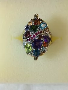 Gems en Vogue Final Cut Theatre District Sterling Palladium Alloy Gem Ring Sz 8 - Picture 1 of 6