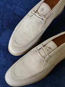 Eleventy Summer Loafers Suede Open Walk EU 43 UK 9 US 10 Beige Sand Laces Yacht - Picture 1 of 9