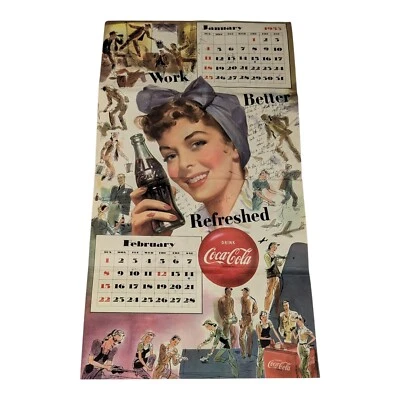 Знак Coca Cola 1953 календарь январь февраль расширение прав и возможностей военных женщин США  - Изображение 1 из 4