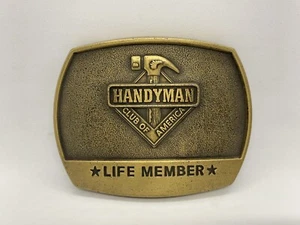 Handyman Club of America Belt Buckle Life Member Brass Vintage 1996 NICE - Picture 1 of 5