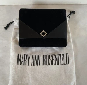 Mary Ann Rosenfeld Black Clutch Handbag Small Velvet Satin NWOT - Picture 1 of 4