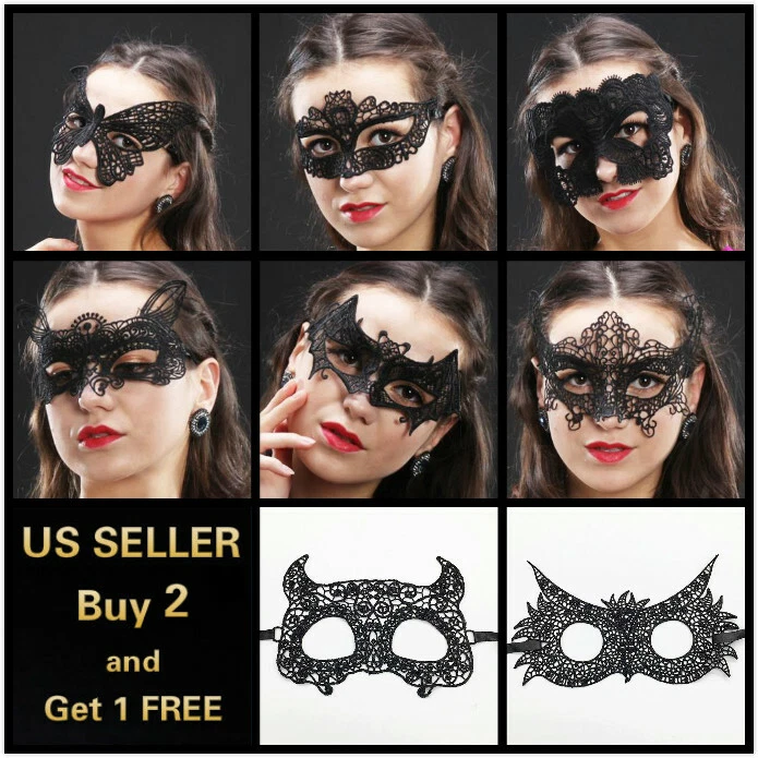 Sexy Women Black Lace Eye Face Mask Masquerade Party Ball Prom Halloween Costume - Image 1 of 4