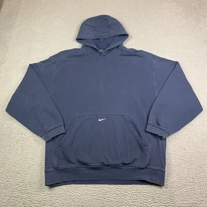 Nike Center Swoosh Hoodie Mens Large Blue Pullover Sweatshirt Y2K - Picture 1 of 10