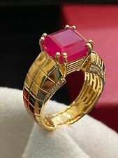 5,45 Cts Rund Brilliant Cut Diamanten Rubin Herren Hochzeit Ring In 750 18K Gold