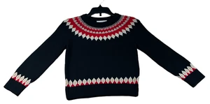 Charter Club Sweater Girls Size 6 Black Red Holiday Pattern Long Sleeve New - Picture 1 of 7